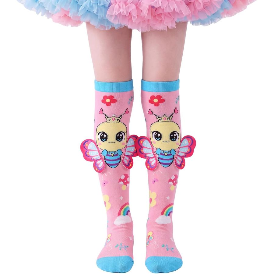 PinkSheep Butterfly Crazy Socks, Knee High with 3D Wings