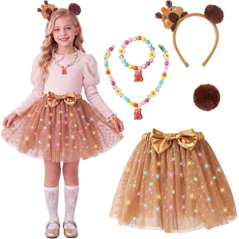 PinkSheep Capybara Light-Up Tutu Costume Set, Kids 16 in