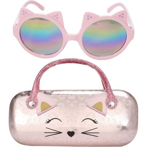 PinkSheep Cat Sunglasses for Girls with Rose-Gold Cat Case