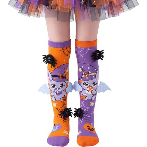 PinkSheep Halloween Crazy Socks, Knee High with Spiders and Bat Wings