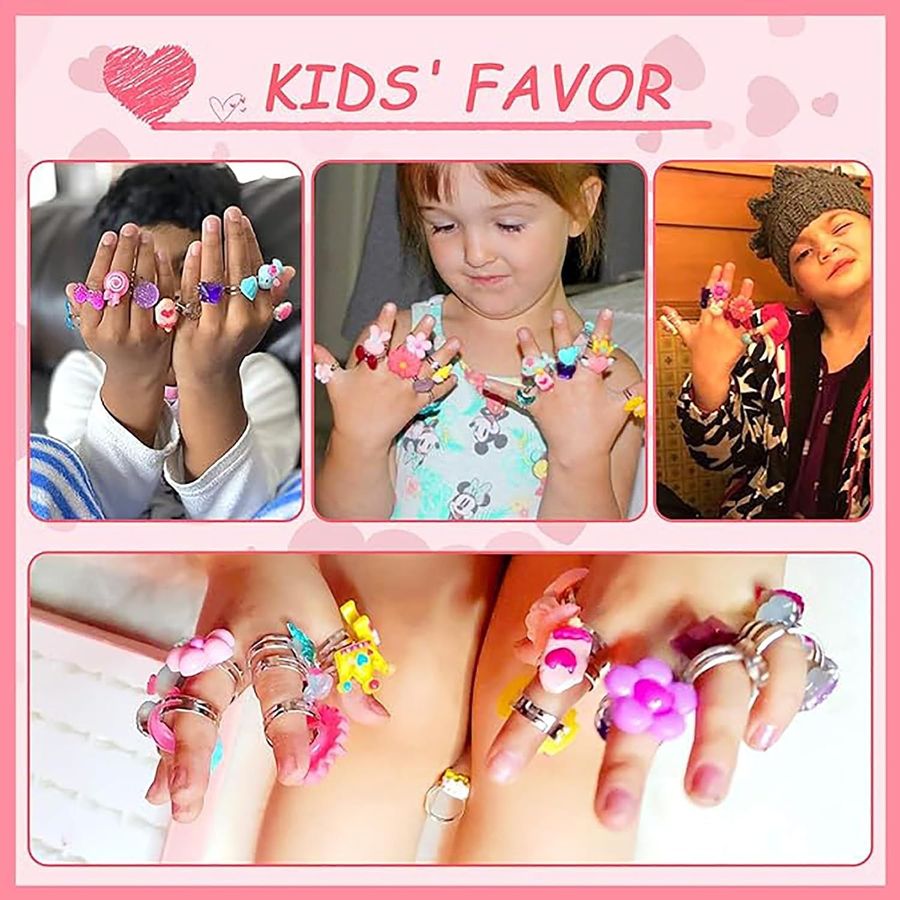 PinkSheep Little Girl Jewel Rings in Box, 24 Adjustable Rings picture 6