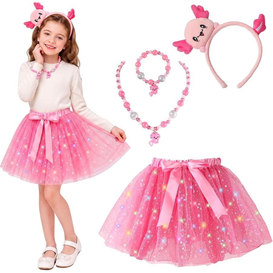 PinkSheep Pink Axolotl Light-Up Tutu Costume Set, Toddler 12 in