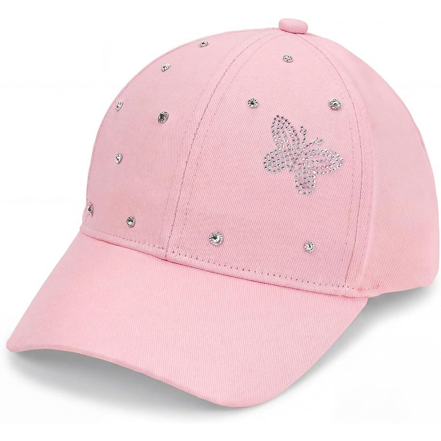 PinkSheep Rhinestone Butterfly Baseball Cap for Girls, Ages 3 to 7
