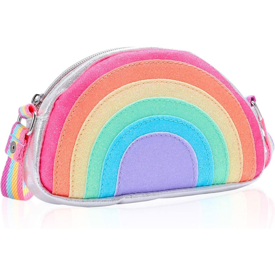 PinkSheep Toddler Rainbow Purse, Glitter Crossbody