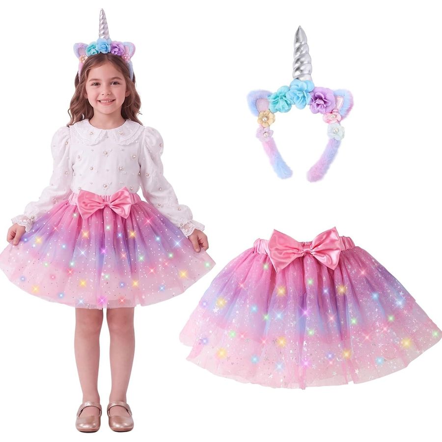 PinkSheep Unicorn Light-Up Tutu Costume Set, Toddler 12 in